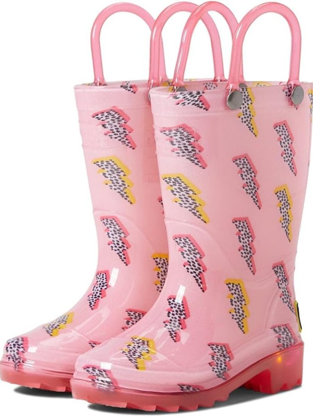Western Chief Girls Pink Lighted PVC Rain Boot Lightingbolts Size 13
